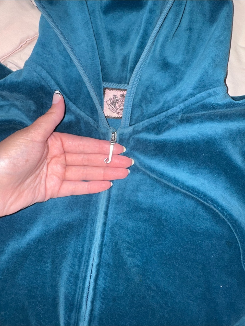 Juicy Couture Teal Velour Zip Hoodie